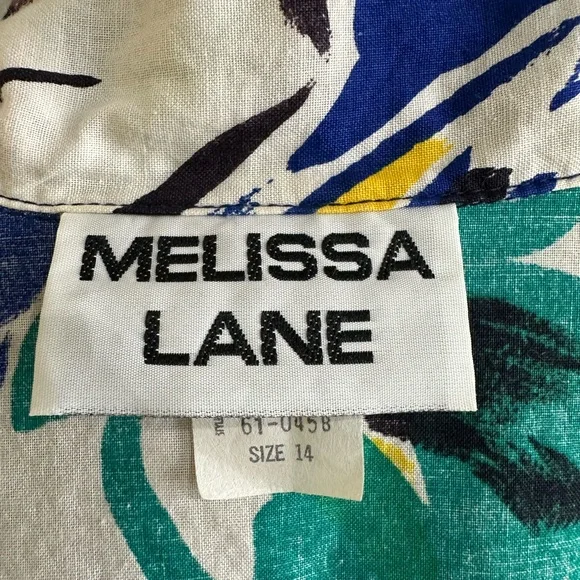 Vintage Melissa Lane Floral Dress 100% Cotton Multicolor Size 14 - Picture 10 of 12